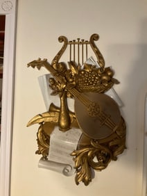 MCM mandolin and harp wall hanging 29in tall