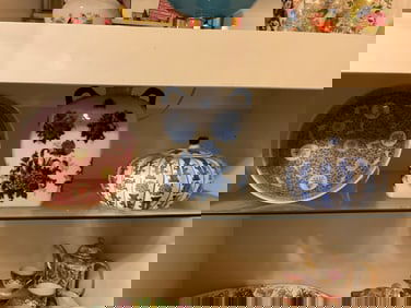 Blue transfers vases and chinese plates