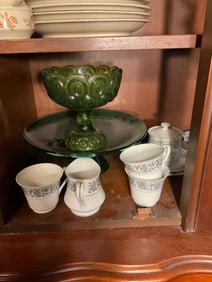 Green glass plate, vase and more