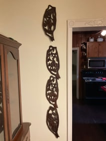 Lot of 4 rose wood originate wall hangings 17in tall