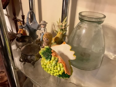 MCM pottery, tea pots, silver plate cream and sugar and more