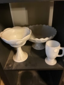 Milk glass centerpieces and more