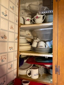 Contents of cabinet, vintage china ware