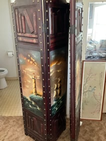 wooden hand painted room divider 6ftx72