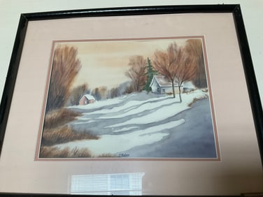 framed watercolor artwork signed by artist