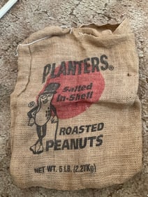 vintage planters peanuts burlop bags