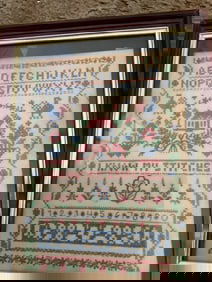 early sampler framed 14x12