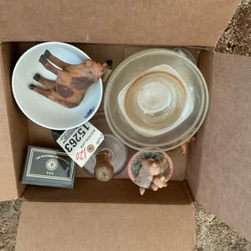 depression glass, blue transfer bowls and more