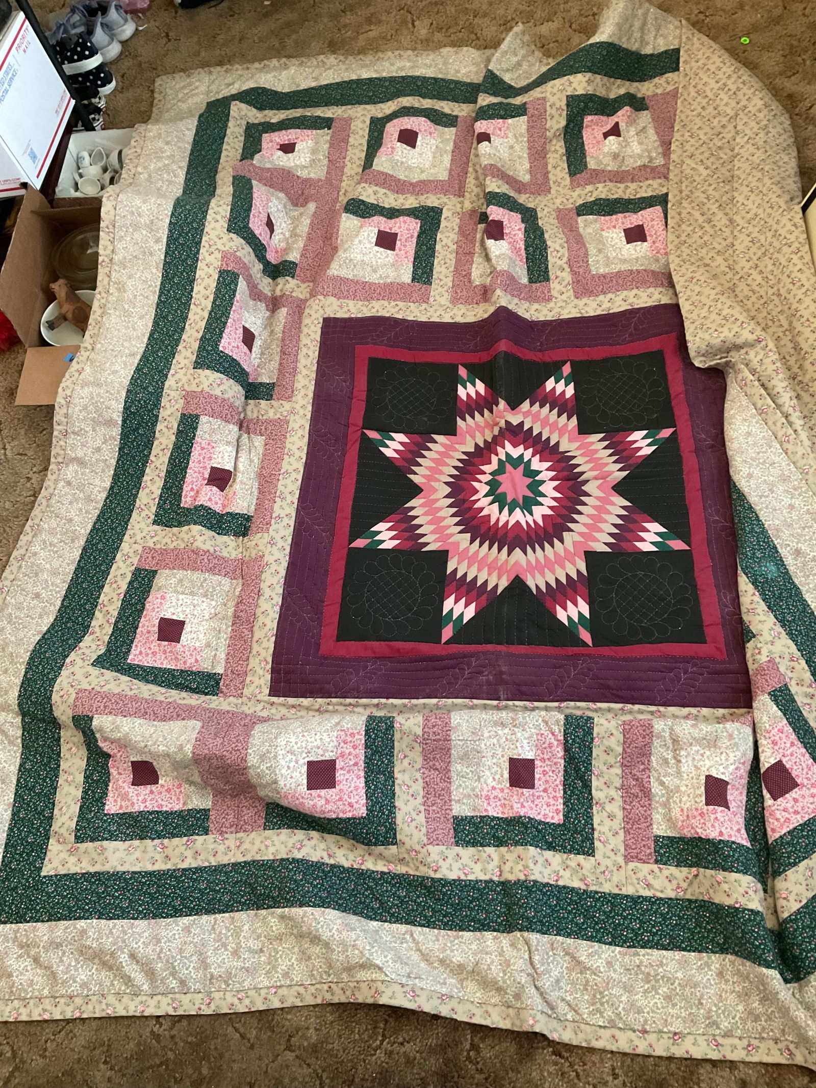 inidan sytle 1940's hand made patchwork quit 83x75 (1 of 1)