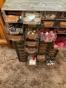 48 drawer cabinet loaded with vintage buttons