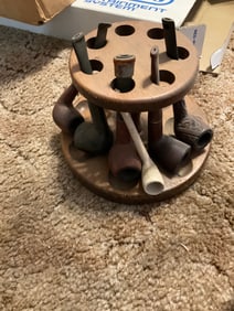 set of 6 vintage pipes with stand