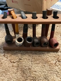 set of 6 vintage pipes with stand