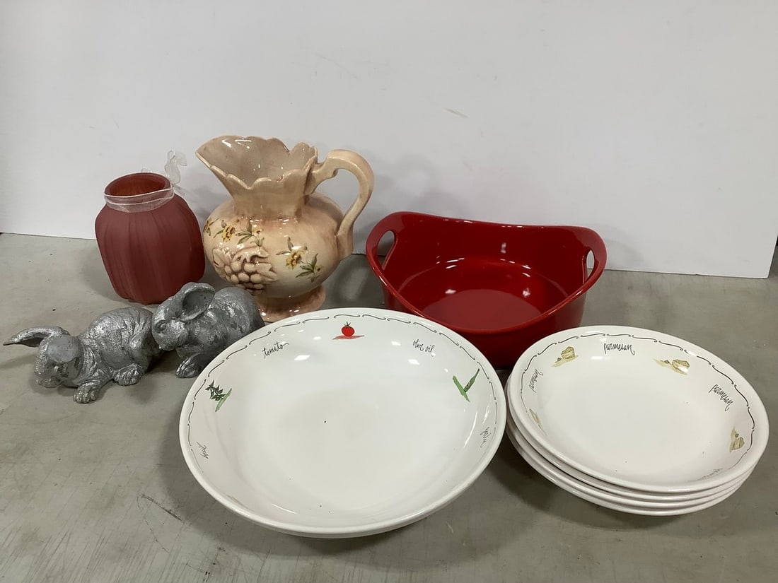 Pottery Barn Bowl Set, Rachael Ray Bowl with Handles, Ceramic Pitcher (9in Tall) and more