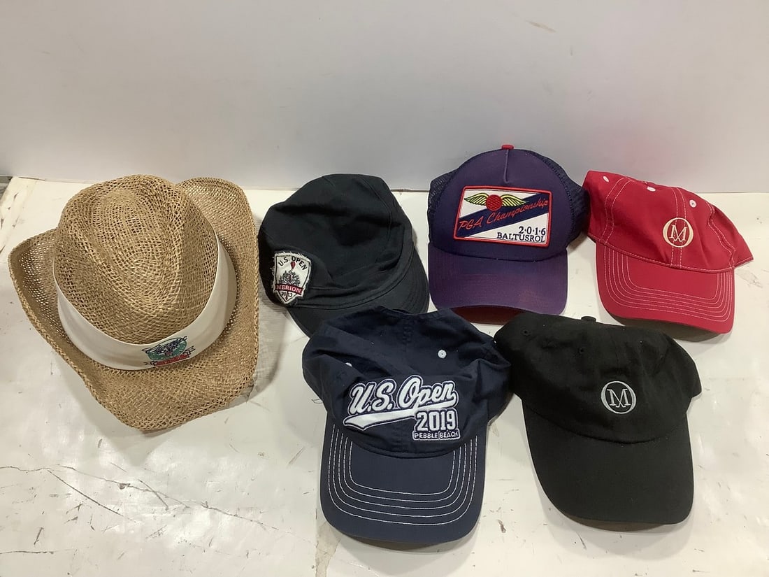 Golf Hat Lot - US Open and more (9.5inx18.75inx13.5in): Golf Hat Lot - US Open and more (9.5inx18.75inx13.5in)