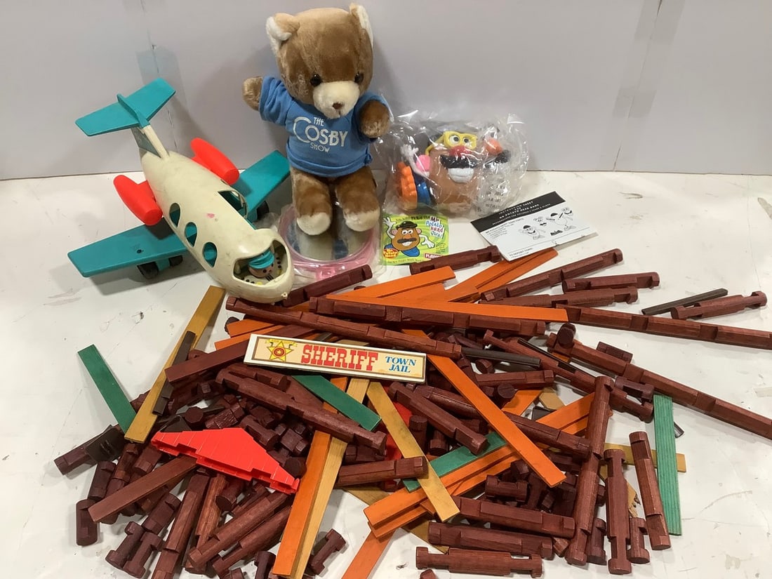 Building Blocks, Vintage Fisherprice Airplane Toy, Mr Potato Head, and more: Building Blocks, Vintage Fisherprice Airplane Toy, Mr Potato Head, and more