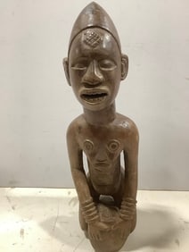 Wooden Handcarved Tribal Statue (13in Tall)