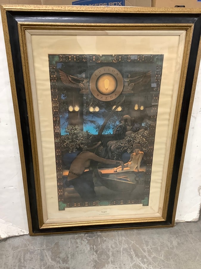 Framed Egypt artwork by Maxfield Parrish(32in.x44.5in.): Framed Egypt artwork by Maxfield Parrish(32in.x44.5in.)