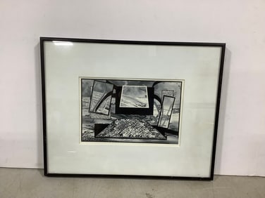 Framed black and white abstract artwork(12in.x15in.)