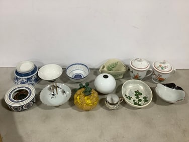Bowls, ceramic containers with lids, and more(tallest 5in.)