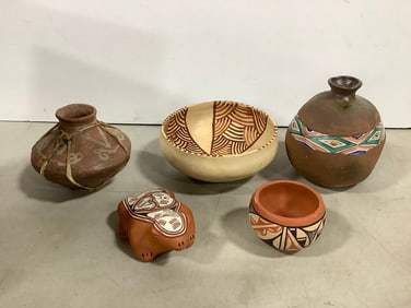 Handmade pottery vases and more (tallest 6in.)