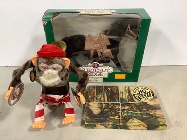 Chestnut Ridge 11in Flocked Horse, Jigsaw Puzzle, Battery Operated Monkey