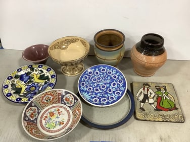 Various Decorative Bowls, Plates, Pottery Vases, and more (Tallest - 8.5in)