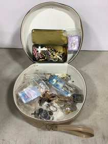Jewelry Case with necklaces, pins, and more