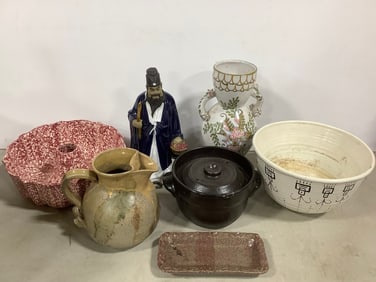 Various Handmade Signed Pottery, Mudman Statue *chipped* and more (Tallest - 10in)