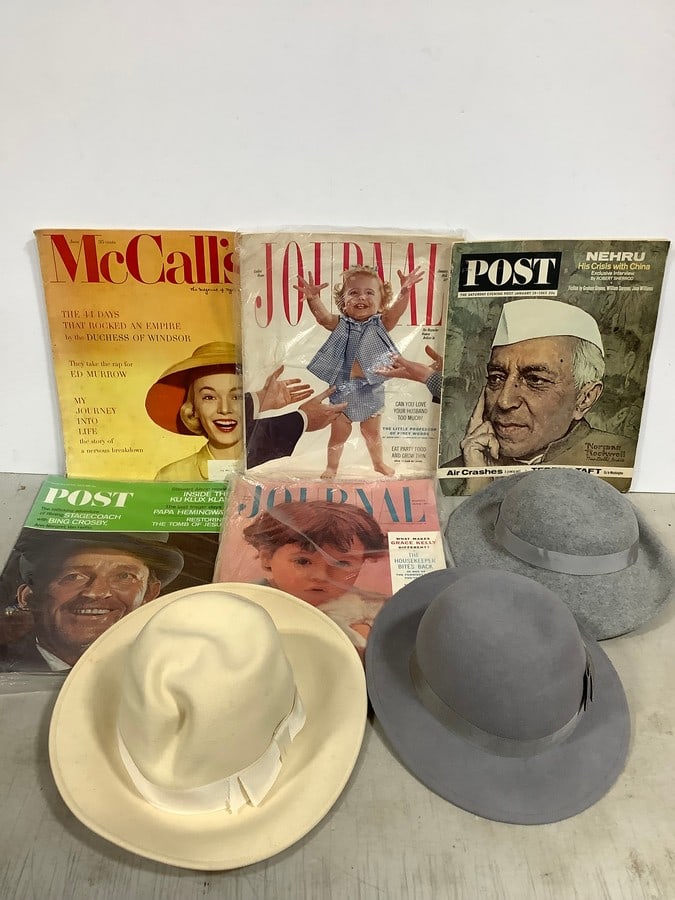 Vintage hats and magazines(Post, McCall's, and Journal): Vintage hats and magazines(Post, McCall's, and Journal)
