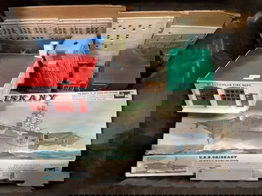 Vintage U.S.S. Oriskany Revell model and toy building pieces