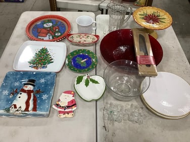 Decorative plates, serving stand plate, glass pitcher, and more(9in.tallest)