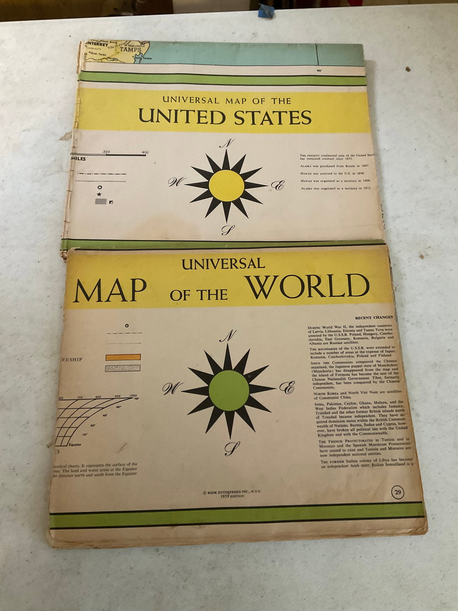 Lot of 2 1950s universal maps: Lot of 2 1950s universal maps