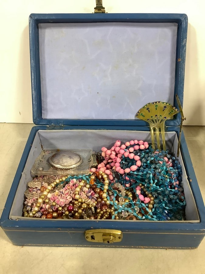 Jewelry Box with Various Costume Jewelry: Jewelry Box with Various Costume Jewelry