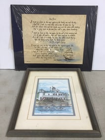 Framed 'Hooper Strait Right' Artwork Signed Donna Elias (12.25inx15.25in) and more