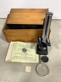 Microscope with Accessories in Wooden Box(6.75in Tall)