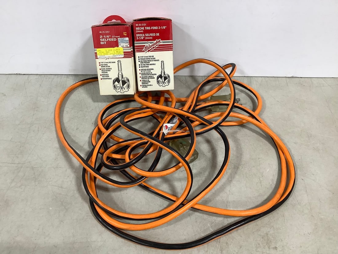 Milwaukee Selfeed Drill Bits (2-1/8in - 2-1/4in) and Heavy Duty Extension Cord (1 of 1)