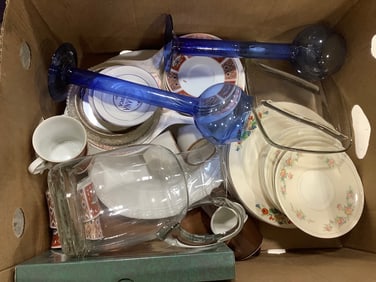Bue Glass Cups, Pitcher, Collective Plates, and more