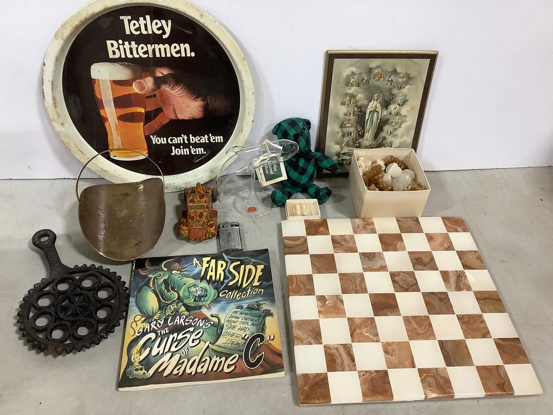 Vintage Lighter, Tin Plate, Marble Chess Board with Pieces, and more (1 of 1)