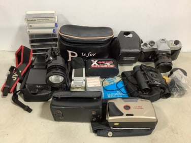 Various Cameras (Vivitar, Yashica, etc), Bushnell Binoculars, and more