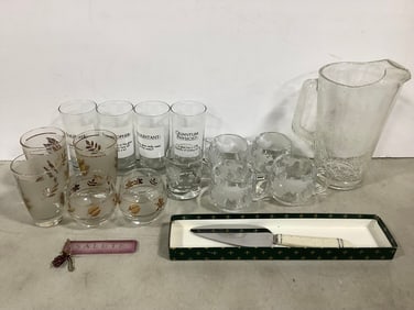 Various Glasses, Pitcher, and more (Tallest - 10in)