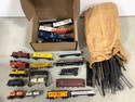 Vintage trains tracks, N-gauge engines, and train cars