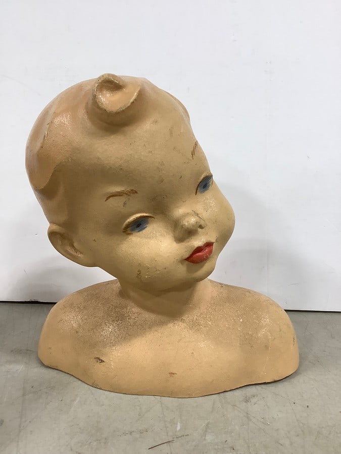 Vintage 1950's doll head(10.5in.tall): Vintage 1950's doll head(10.5in.tall)