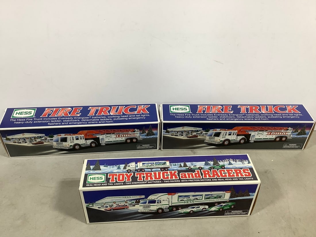 HESS trucks(Fire Truck, Toy Truck and Racers-new in box) (1 of 1)