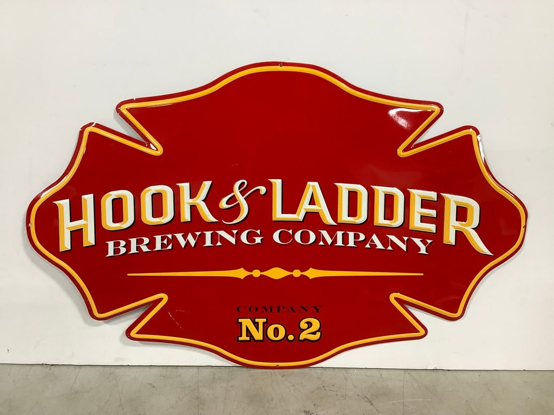 Hooks & Ladder Brewing Company Metal Sign (19inx30in): Hooks & Ladder Brewing Company Metal Sign (19inx30in)