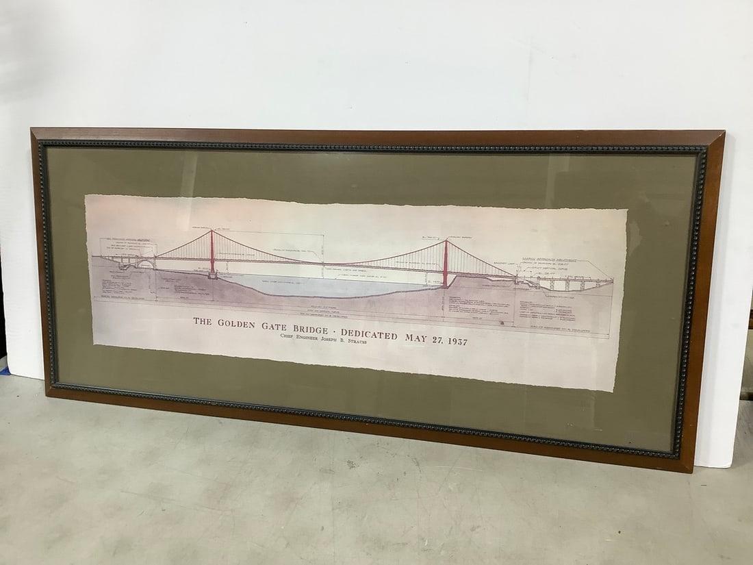 Framed Art Print - The Golden Gate Bridge 1957 (18.25inx41in) (1 of 1)