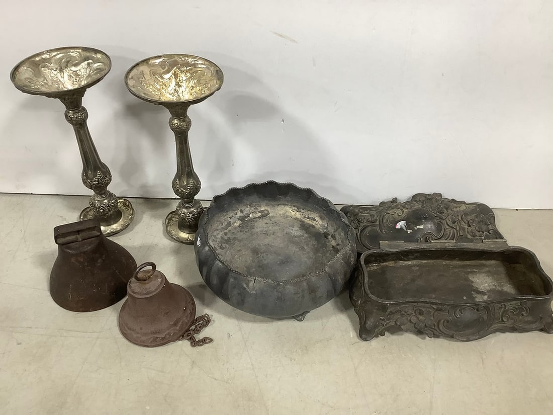 Vintage Bells, Metal Trinket Box, Candle Holders, and more (Tallest - 9in) (1 of 1)
