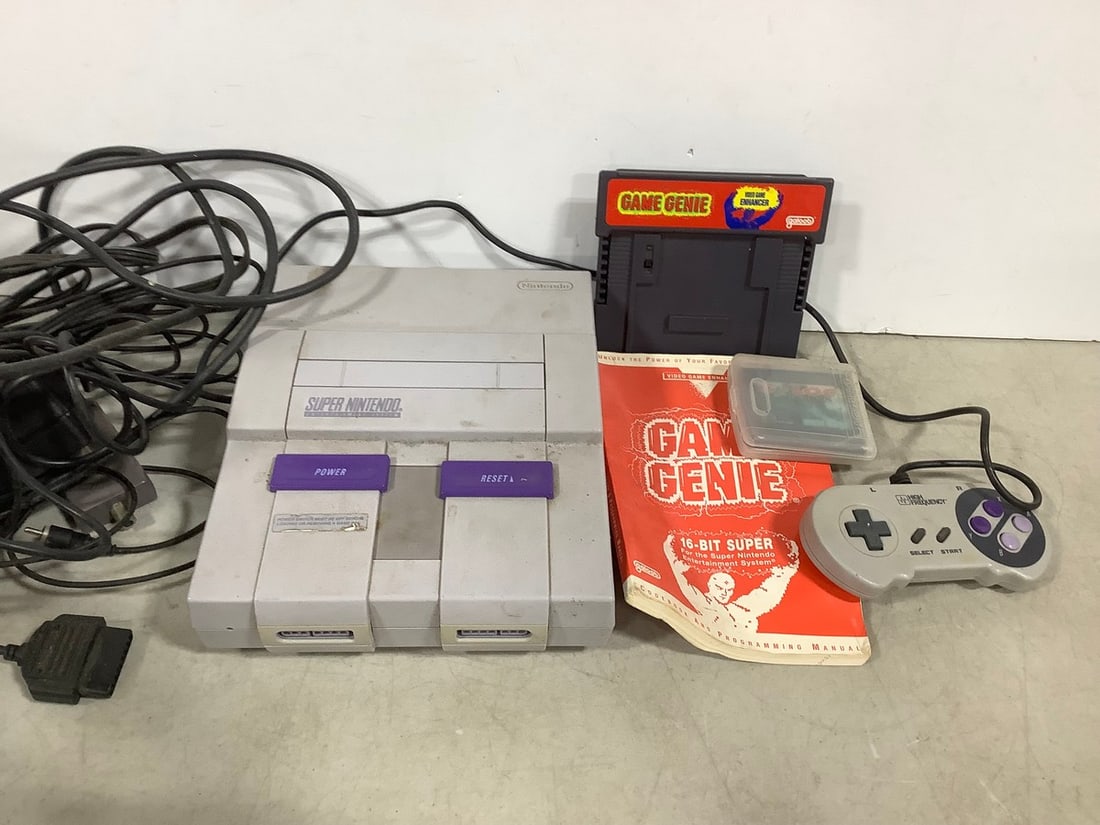 Super Nintendo with Controller, Game Genie, and more (1 of 1)