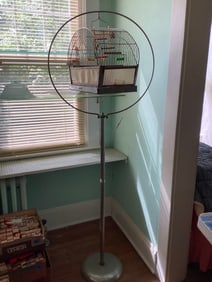 Vintage metal bird cage stand(66in.tall)