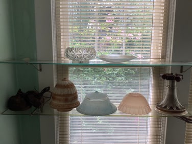 Art deco lamp glass shades and more(tallest 9.5in.)