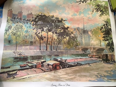 Sunny Morn in Paris signed art print(15.5in.x19.5in.)